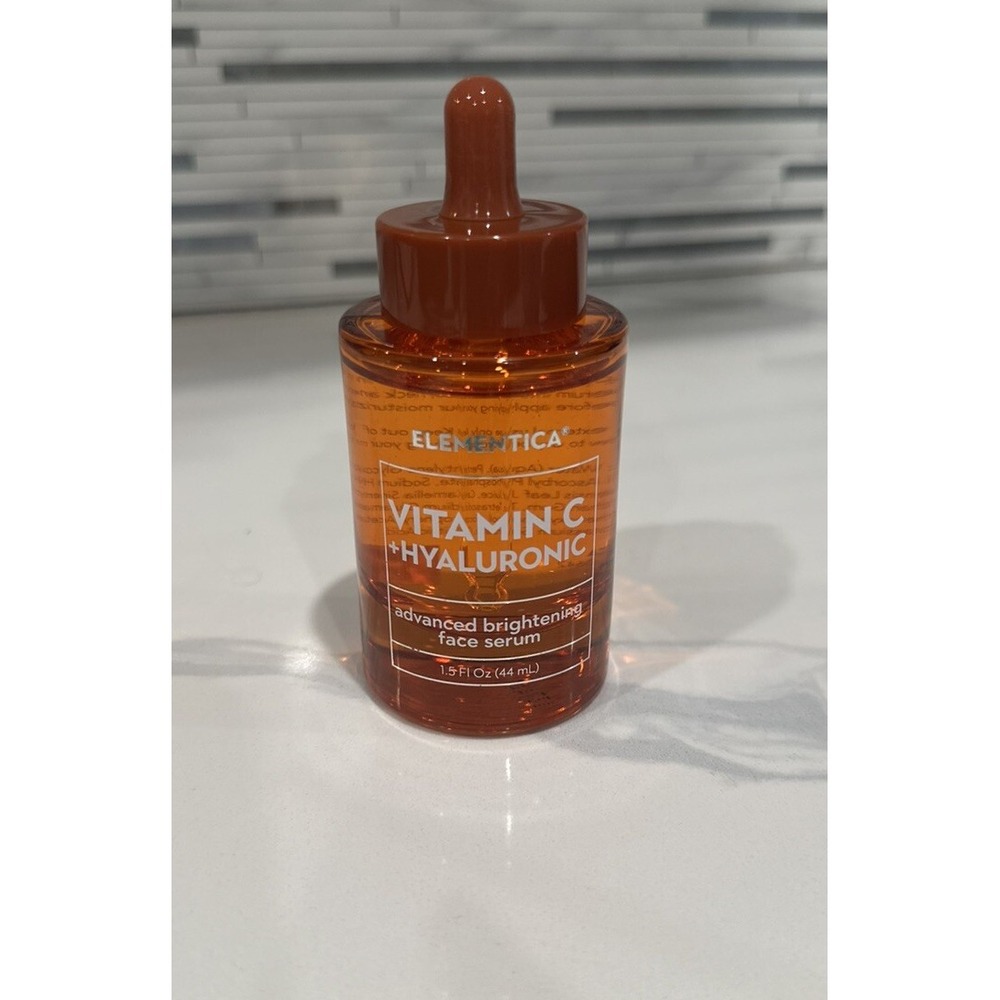 Elementica Vitamin C Hyaluronic Advanced‎ Brightening Face Serum 1.5oz 44mL